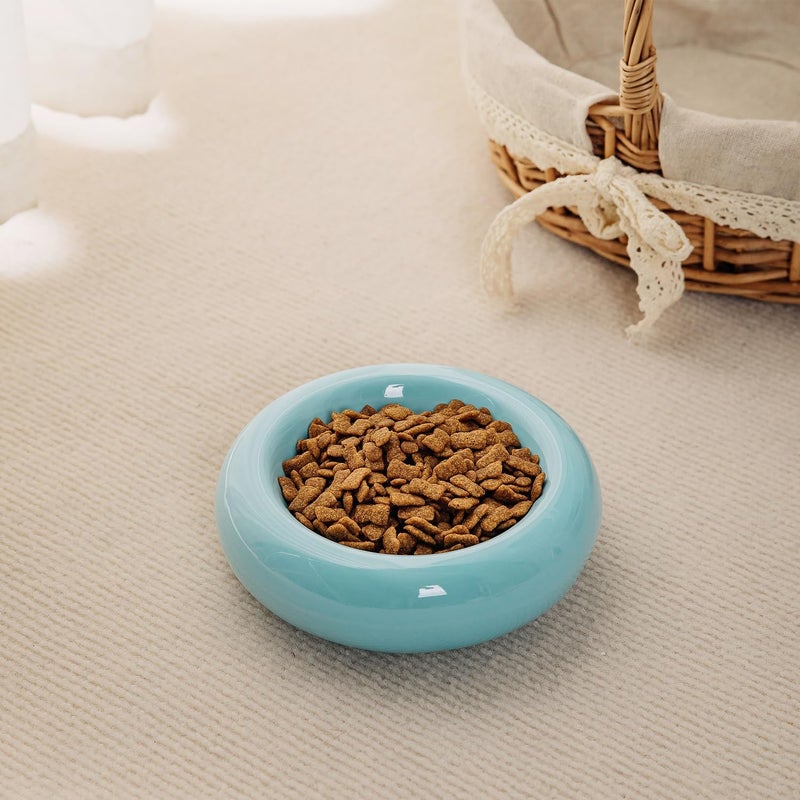 KTLECL 6.1 Inch Cat Bowls, 7 oz Ceramic Cat Food Bowl, Whisker Fatigue Relief Cat Bowl, Anti-Vomiting, Protect Spine, Perfect for Indoor Cats（Blue） - Image 5